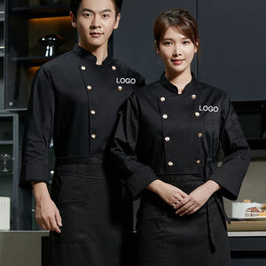 Chemise formelle décontractée pour hommes avec double boutonnage Veste de chef de cuisine de restaurant Uniforme unisexe de chef - Product Image 3