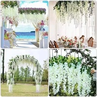 Bunga Wisteria Buatan Bunga Wisteria Sutra Gantung untuk Dekorasi Pernikahan Luar Ruangan Dalam Ruangan