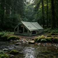 Tente gonflable quatre saisons avec armature diagonale, espace d'extension 6,3+6,3m, imperméable, respirante, portable, pour le camping en plein air