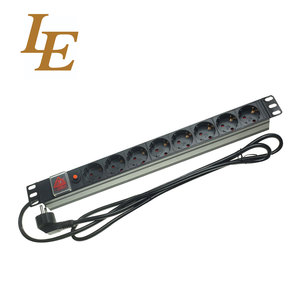 Bloc d'alimentation PDU 1U en alliage d'aluminium de 19 pouces, type européen, 6/8 prises, avec protection contre les surtensions, certifié CE ROHS pour les racks de serveurs - Product Image 3