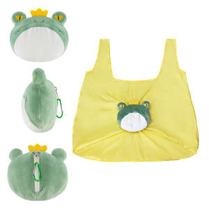 Sac de courses pliable standard en nylon ripstop recyclé, personnalisé avec des animaux en peluche, réutilisable, avec étiquette - Product Image 4