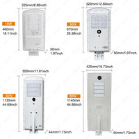 Lámpara Solar LED para Carreteras de 15W, 30W, 50W, 80W, 5000K-6000K, IP65, Integrada, Todo en Uno, para Exteriores