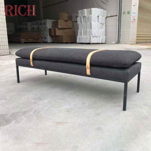 गहरे नीले रंग का गुच्छेदार असबाबवाला तुर्क मल चौकोर आकार आधुनिक कमरे में रहने वाले सोफे <span class=keywords><strong>Footrest</strong></span> - Product Image 3