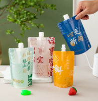 Sachets de jus imprimés à bec verseur, jetables, anti-fuite, en PET de qualité alimentaire, pour jus maison, thé Boba, café - Vente en gros