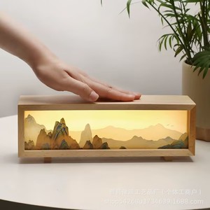 Customized <b>Night</b> <b>Light</b> Tap Control Rectangle USB Powered Chinese Style Mountain Scene Decor Gift For Elders - Product Image 4