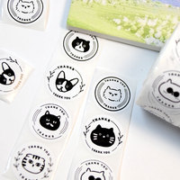 Papier adhésif holographique noir et blanc pour chat, étiquette autocollante de remerciement simple, 500 pièces/rouleau