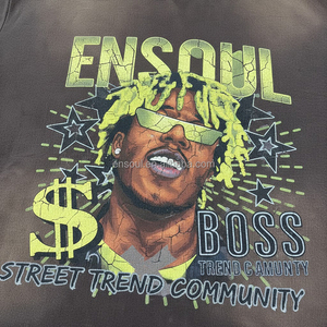 T-shirt <span class=keywords><strong>da</strong></span> uomo di lusso ES, personalizzata OEM, stampa DTG, grafica effetto sbiadito, cotone, manica lunga, orlo grezzo, streetwear - Product Image 2