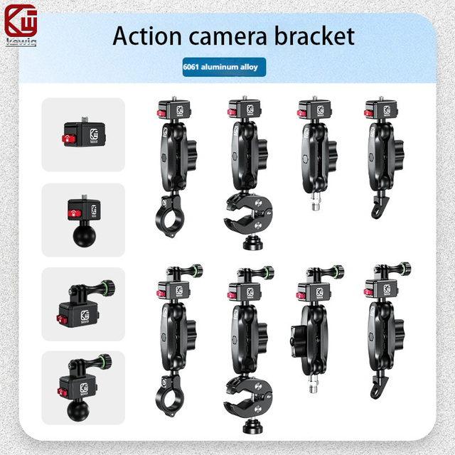 Kewig Motorcycle/Bike Camera Handlebar/Pole Mount 360° Rotation Quick Release Fit for GoPro Insta360 and Other Action Cameras