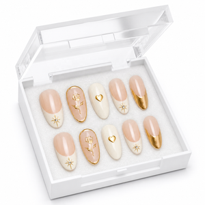 <span class=keywords><strong>Uñas</strong></span> Postizas Hechas a Mano al por Mayor, <span class=keywords><strong>Uñas</strong></span> Postizas Brillantes con Diseño <span class=keywords><strong>de</strong></span> Rosas y Estrellas, 32 Piezas, Nagel Handgemaakt, Faux Ongles - Product Image 2