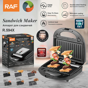 RAF 6 in 1 Sandwich Panini Nut Maker Waffle Makers With Non-stick PlatesGrilled Cheese Press Sandwich Maker 4 Slice Sandwich Mak - Product Image 3