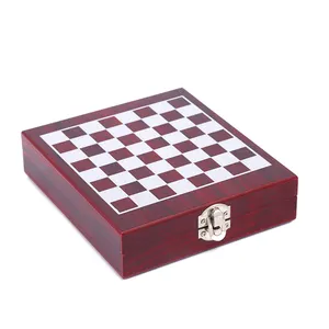 Juego de juegos de mesa de madera 3 en 1, damas de cuero, Backgammon y ajedrez, de alta gama, promoción