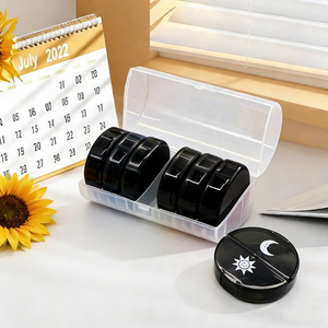 Organizzatore Portatile per Pillole 7 Giorni, Scatola Rotonda Nera in PP con Scomparti, Confezione Ecologica per Medicinali, Uso Settimanale - Product Image 5