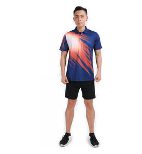 Polo de badminton personnalisé avec impression flamme, séchage rapide, anti-transpiration, respirant, uniforme sportif d'équipe, vente en gros, logo personnalisé - Product Image 1