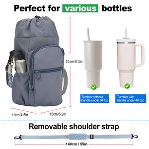 <b>Water</b> <b>Bottle</b> Carrier Bag with Adjustable Shoulder <b>Strap</b> and Multiple Pockets in Various Outdoor Activities - Product Image 2