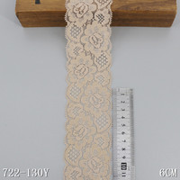 Vente en gros de dentelle élastique blanche de 6 cm, diverses couleurs, dentelle à motif floral, dentelle extensible en spandex pour sous-vêtements