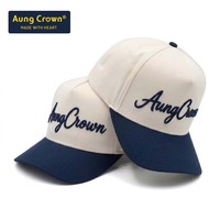 Gorra de Béisbol de Algodón de 5 Paneles de Alta Calidad con Logotipo Bordado en 3D Personalizado, Gorra de Béisbol de Dos Tonos con Cierre a Presión para Hombre