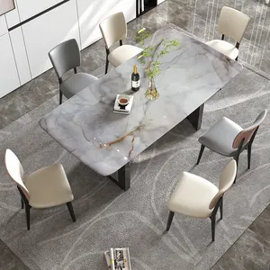 Tavolo da pranzo In marmo per 4 6 8 posti tavoli da pranzo di lusso completo e sedia moderna a Foshan