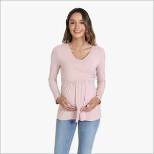 ชุดคลุมท้องไซส์ใหญ่ เสื้อผ้าสำหรับหญิงตั้งครรภ์ ชุดนอนผ้าไผ่ เสื้อยืดสำหรับให้นมพร้อมบราในตัว ชุดคลุมท้อง ชุดนอนผ้าไผ่โมดอล - Product Image 1