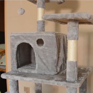 Multi-livello di legno moderno gatto torre alta grigio dal pavimento al soffitto Pet <span class=keywords><strong>Cat</strong></span> prodotto moderno gatto albero e graffio - Product Image 4