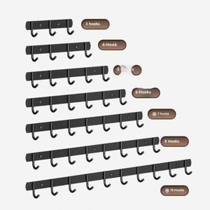 Đen thép không gỉ dày hàng móc phòng tắm móc áo không đục lỗ nhà bếp đa chức năng lưu trữ giá treo tường móc - Product Image 1