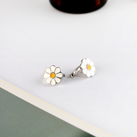 Anting-anting Enamel warna-warni desainer anting-anting bunga enamel 925 perak