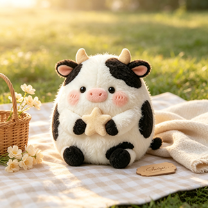 Peluche de Vaca Personalizado ODM OEM, Adorable Vaca Lechera con Manchas, Animal de Peluche con Estrella, Suave, para Niños, Regalo Promocional, Decoración - Product Image 3