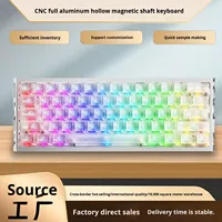 Clavier de jeu personnalisé haut de gamme à 61 touches avec rétroéclairage RVB, axe magnétique creux en alliage d'aluminium CNC