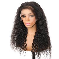 Pelucas OrientFashion 100% Cabello Humano, Cabello Camboyano Virgen con Frente de Encaje, Pelucas de Cabello Humano Sin Procesar para Mujeres Negras, Cabello con Ondas de Agua