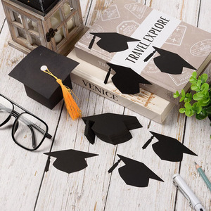 Decoración troquelada con forma de birrete de graduación, papel negro ecológico para suministros de fiesta de graduación - Product Image 5