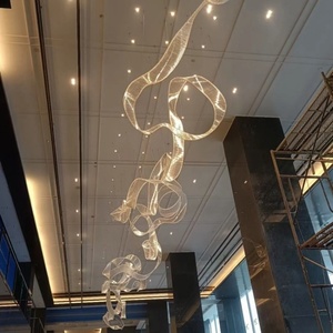 Lampadario in tessuto di cristallo completo personalizzato con Design creativo unico per la Lobby illuminazione decorativa in alberghi contratti di ingegneria - Product Image 3