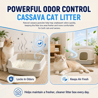 Litière pour chat en sable de manioc, directement de l'usine, biodégradable, jetable dans les toilettes, contrôle des odeurs, sacs personnalisés, vente en gros pour acheteurs B2B