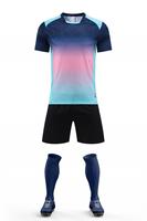 Ensemble de football à séchage rapide 100% polyester, uniforme imprimé, col rond, manches courtes, short, chaussettes, adulte, unisexe, entraînement