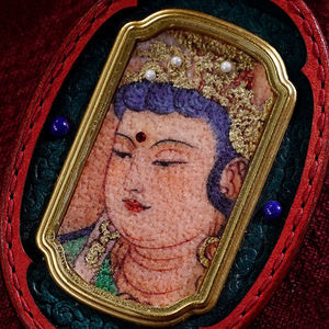 Pendentif Thangka de style tibétain en pierre de roche recouverte de sable, Palden Lhamo, Tara verte, Jambhala jaune, artisanat 3D, décoration d'intérieur haut de gamme - Product Image 2