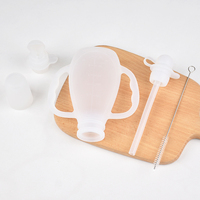 Pochette alimentaire en silicone pour bébé avec doubles poignées, réutilisable, distributeur de nourriture à presser, qualité alimentaire, pour l'autonomie alimentaire des nourrissons et les aliments complémentaires