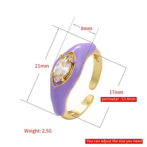 Nuovi Anelli Estivi Colorati con Occhio Aperto in Smalto Bianco Blu <span class=keywords><strong>Viola</strong></span> Rosa <span class=keywords><strong>Anello</strong></span> Regolabile a Forma di Occhio per Donna Gioielli - Product Image 6