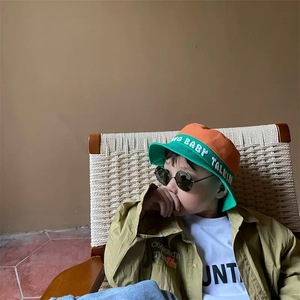 Estate all'aperto Unisex 2-8 anni di colore a contrasto per bambini 100% cappello a secchiello in cotone con logo personalizzato a sbuffo - Product Image 2