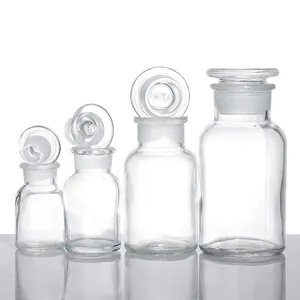 Botella de medicina de reactivo de vidrio, frasco de boca ancha ámbar, 500Ml, venta al por mayor
