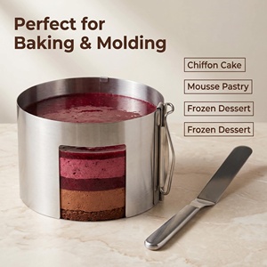 <span class=keywords><strong>Cercle</strong></span> <span class=keywords><strong>à</strong></span> <span class=keywords><strong>pâtisserie</strong></span> rond en acier inoxydable pour mousses, gâteaux chiffon, desserts glacés et pâtisseries - Product Image 4