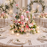 Fleurs artificielles pour la décoration de mariage, arrangement floral rose et blanc, centre de table de mariage de luxe, décoration de fête et d'événements