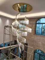 Lustre en cristal LED en spirale moderne de luxe, luminaire suspendu au plafond pour hall d'hôtel et salon