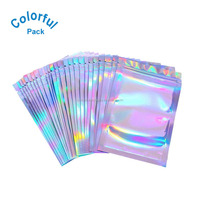 Vente en gros d'usine mini pochette holographique en plastique pochette d'emballage de bijoux pochette transparente refermable pour cils
