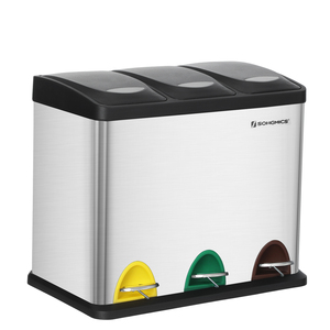 SONGMICS wholesale 24L bathroom kitchen stainless steel foot pedal trashcan rubbish bin waste garbage sorting bin dustbin trash can