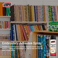 Aeropak 500ml Colle en spray pour broderie à base de caoutchouc, transparente, repositionnable, sans résidus, adhérence temporaire, OEM/ODM