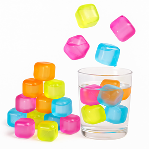Cubes de glace réutilisables en plastique de forme carrée, sans BPA, de qualité alimentaire, colorés, accessoires de bar très vendus - Product Image 1