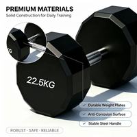 Haltère anti-roulement à 12 faces en acier inoxydable recouvert de TPU, 60 kg, personnalisé pour la musculation en salle de sport commerciale et l'entraînement de force