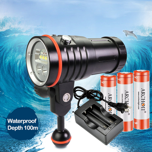 ARCHON D35VP II Diving Video Light Rechargeable Warm UV Red LED Underwater 100m Fill Flashlight