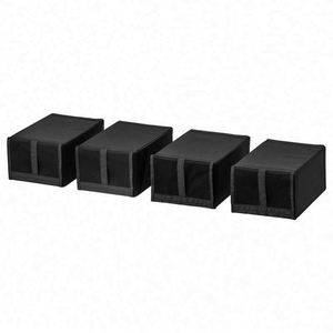 Foldable Fabric <b>Storage</b> Boxes Set of 4 <b>Black</b> Minimalist Design for Closet and Home Organization - Product Image 1