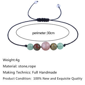New Wholesale Handmade Adjustable Wax Rope <strong>Fertility</strong> Gemstone Green Aventurine Bead <strong>Bracelet</strong> for Girls - Product Image 5