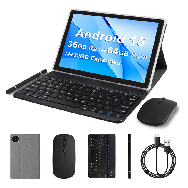 High Quality 36gb+64gb Memory 10.1 Inch Tablet With Keyboard Mouse Business Educational Tablet Barata Android 15