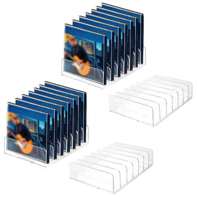 Clear Acrylic CD DVD Storage Stand Media Organizer Rack for Standard Case Video Games Display Shelf
